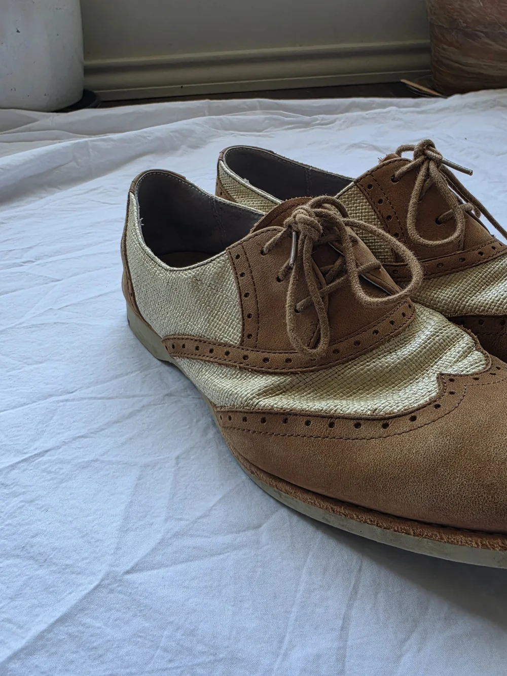 Johnston & Murphy Brown and Cream Wingtip Derby Oxfords
